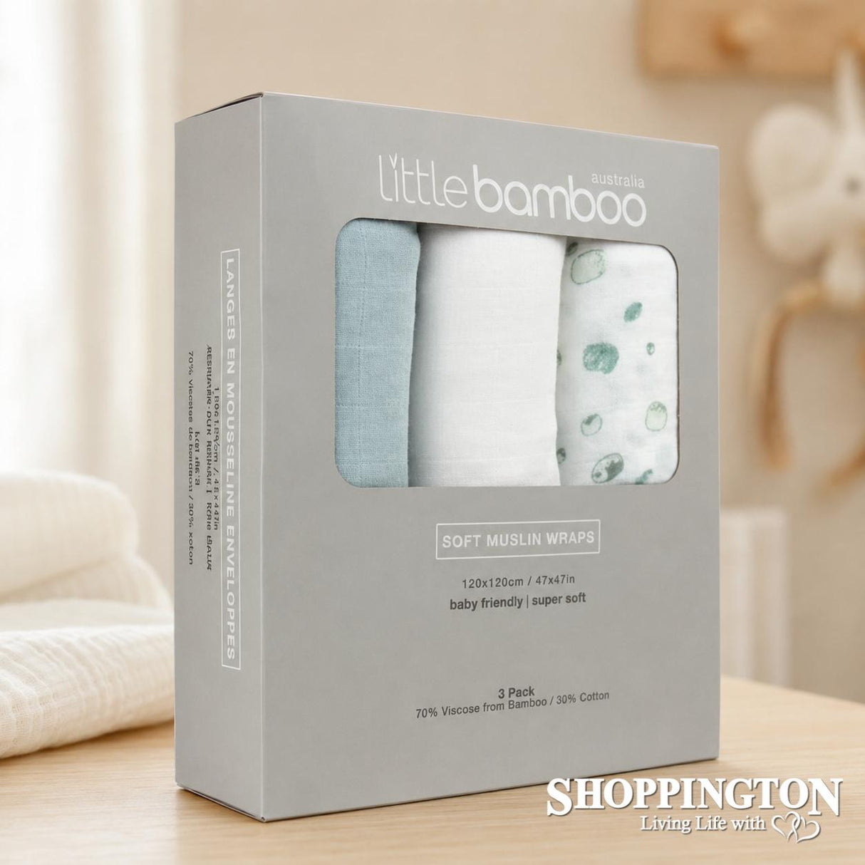 Muslin Wrap (3 pkt) - Whisper