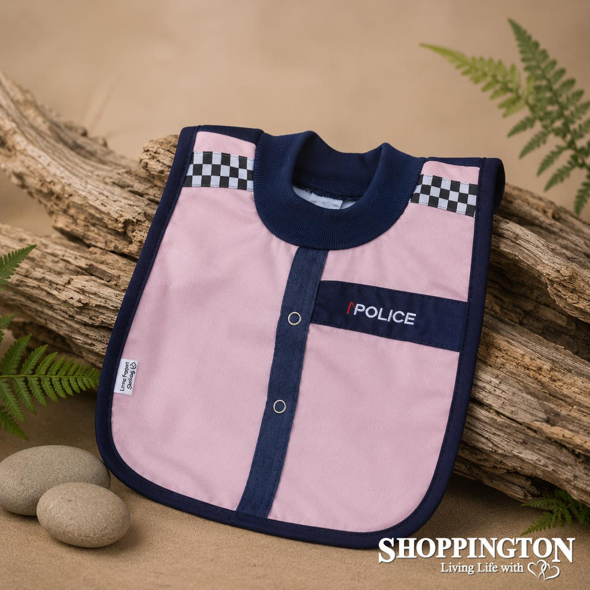 NZ Made Baby Bib / Pink Police