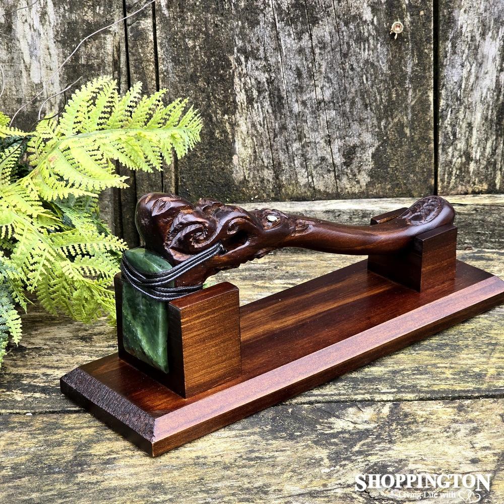 NZ Made Carved Toki with Pounamu Blade