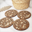 NZ Made Coaster Set Bamboo and Rimu: Pohutukawa & Birds