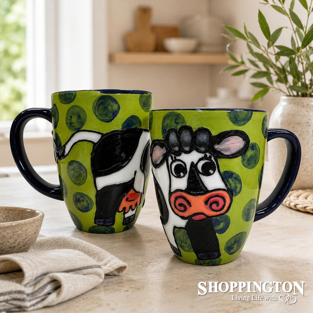 NZ Made Hand Painted - Green Cow Blokes Mug