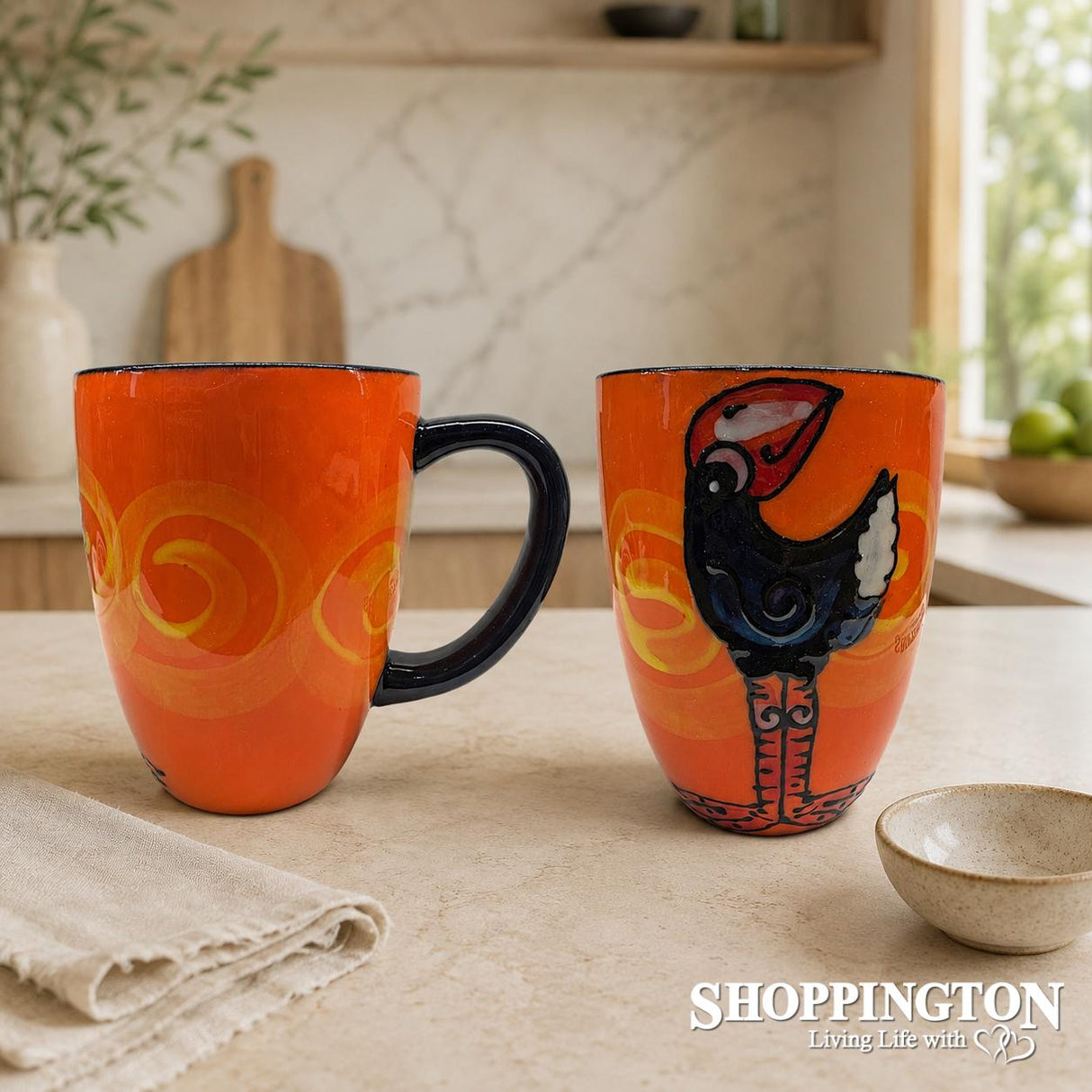 NZ Made Hand Painted - Orange Pukeko Blokes Mug