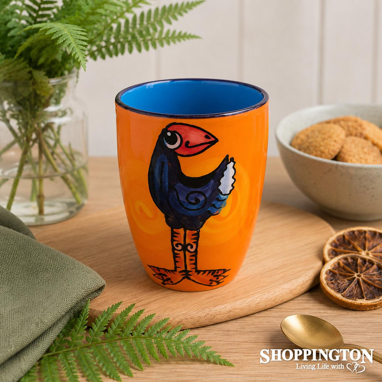 NZ Made Hand Painted - Pukeko Orange Blokes Mug