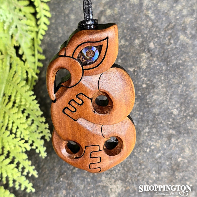 NZ Made Kauri Pendant - Carved Manaia