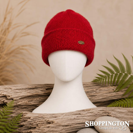 NZ Made Koru Knitwear - Possum Merino Beanie / Red