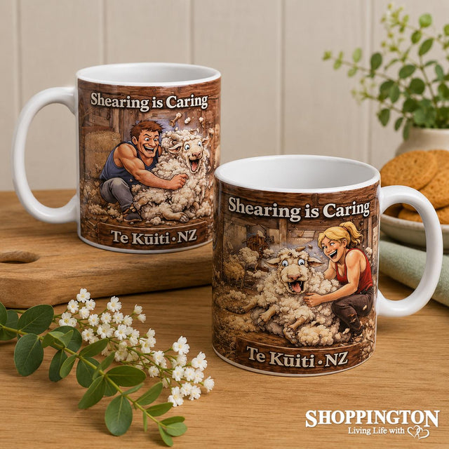 NZ Made - Shearing is Caring Te Kuiti Mug