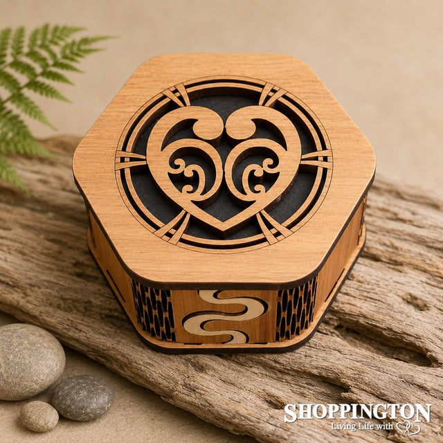 NZ Made Wooden Hexagon Box / Heart