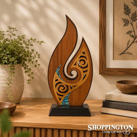 NZ Made Wooden Standing Art Work - Flame