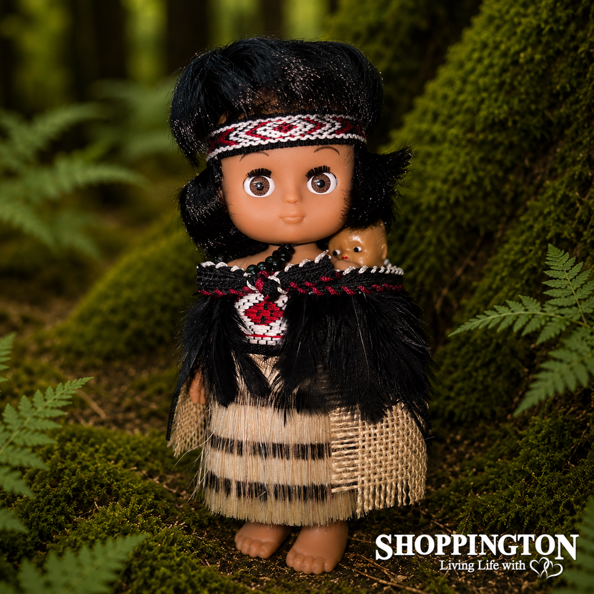 Maori Doll - Wahine & Pepe (Black Cloak)