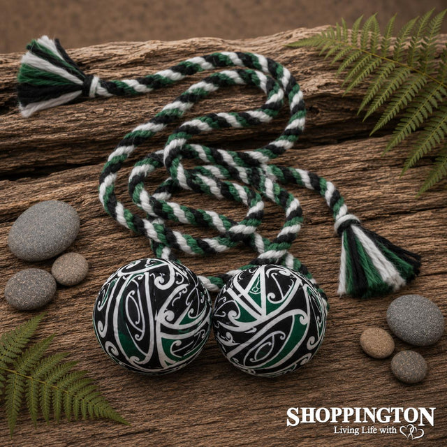 NZ Maori Patterned Poi - Green