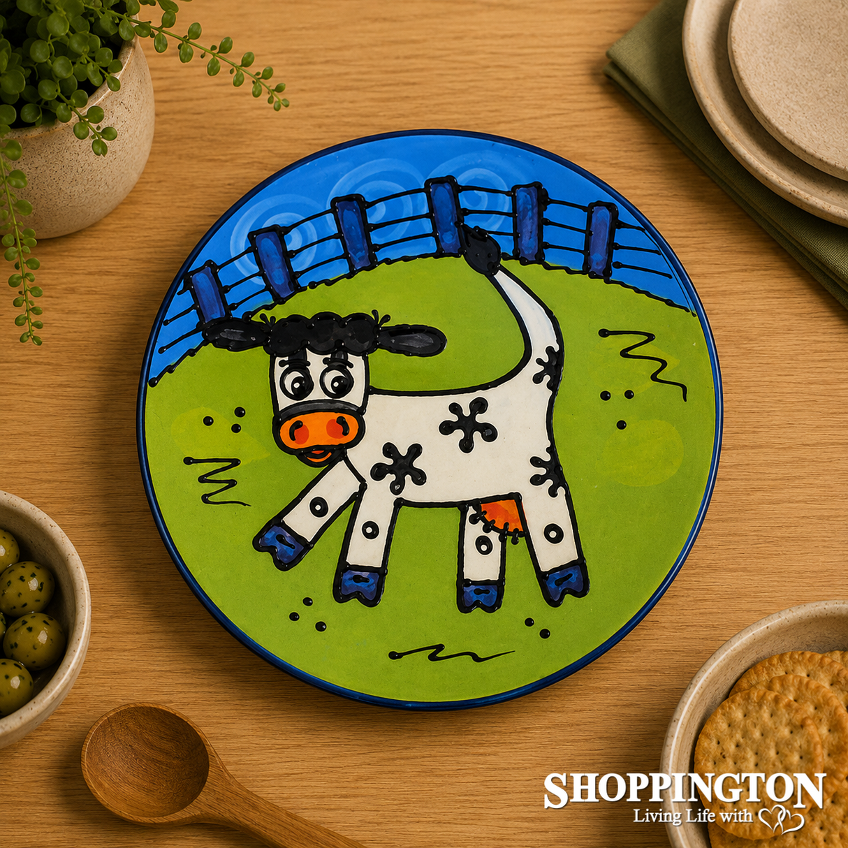 NZ Made Handpainted Side Plate / Cow (side facing)
