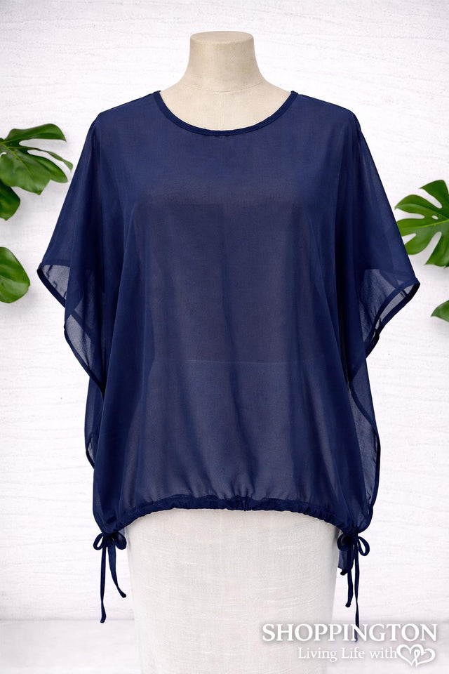 Navy Drop Side Summer Top