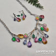 Necklace - Colourful Leave Necklace & Earrings Set