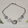 Necklace - Grey Koru and Bead Necklace