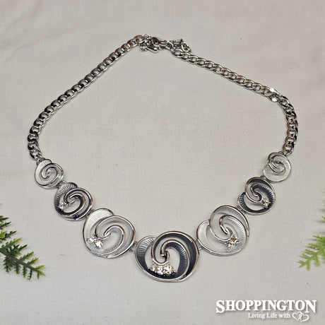Necklace - Grey Koru and Bead Necklace