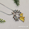 Necklace - Kowhai & Paua Leaves