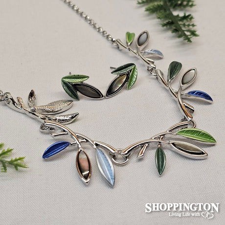 Necklace - MOP Leaves Necklace & Earrings Set