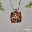 Necklace - Orange Enamel Wave Square