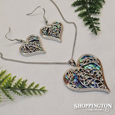Necklace - Paua & Fern Heart