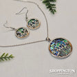 Necklace - Paua Flower Disc Necklace & Earrings Set