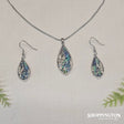 Necklace - Paua Flower Teardrop Set