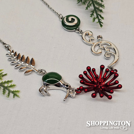 Necklace - Pohutukawa, Kiwi & Koru