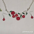 Necklace - Red & Silver Pohutukawa Set