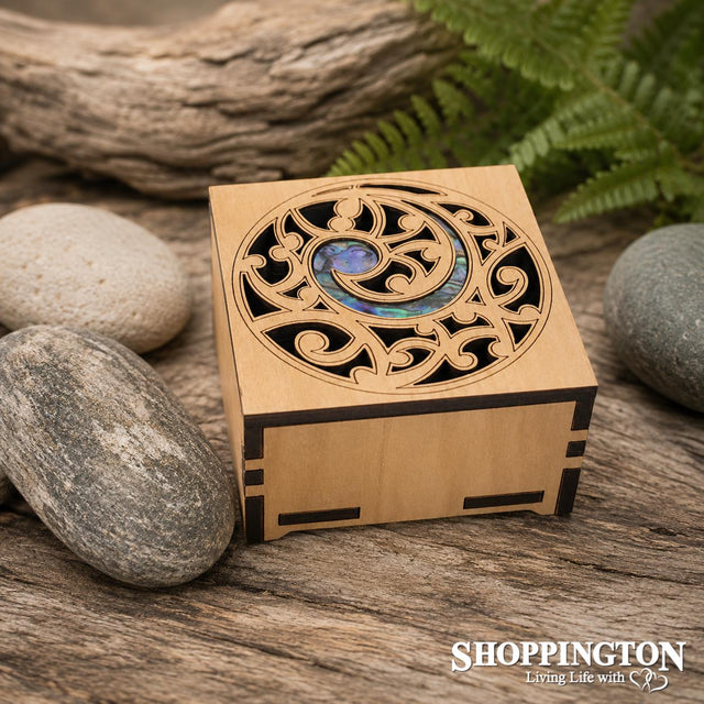 Paua Koru Wooden Trinket Box