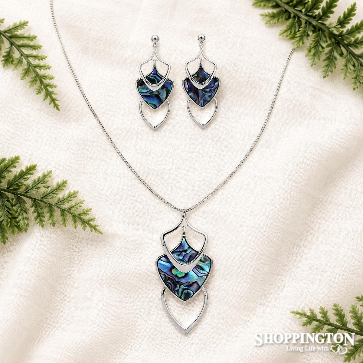 Paua Pendant and Earrings Set