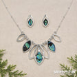 Paua Water-drop Pendant and Earrings Set