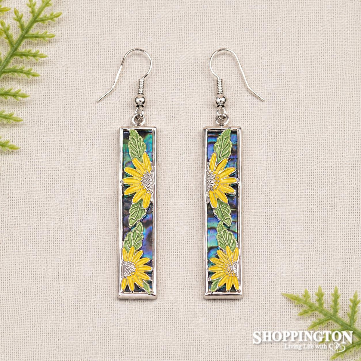 Paua with Sun Flowers Earrings