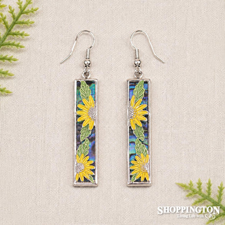 Paua with Sun Flowers Earrings