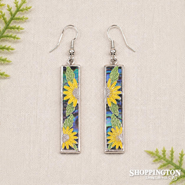 Paua with Sun Flowers Earrings