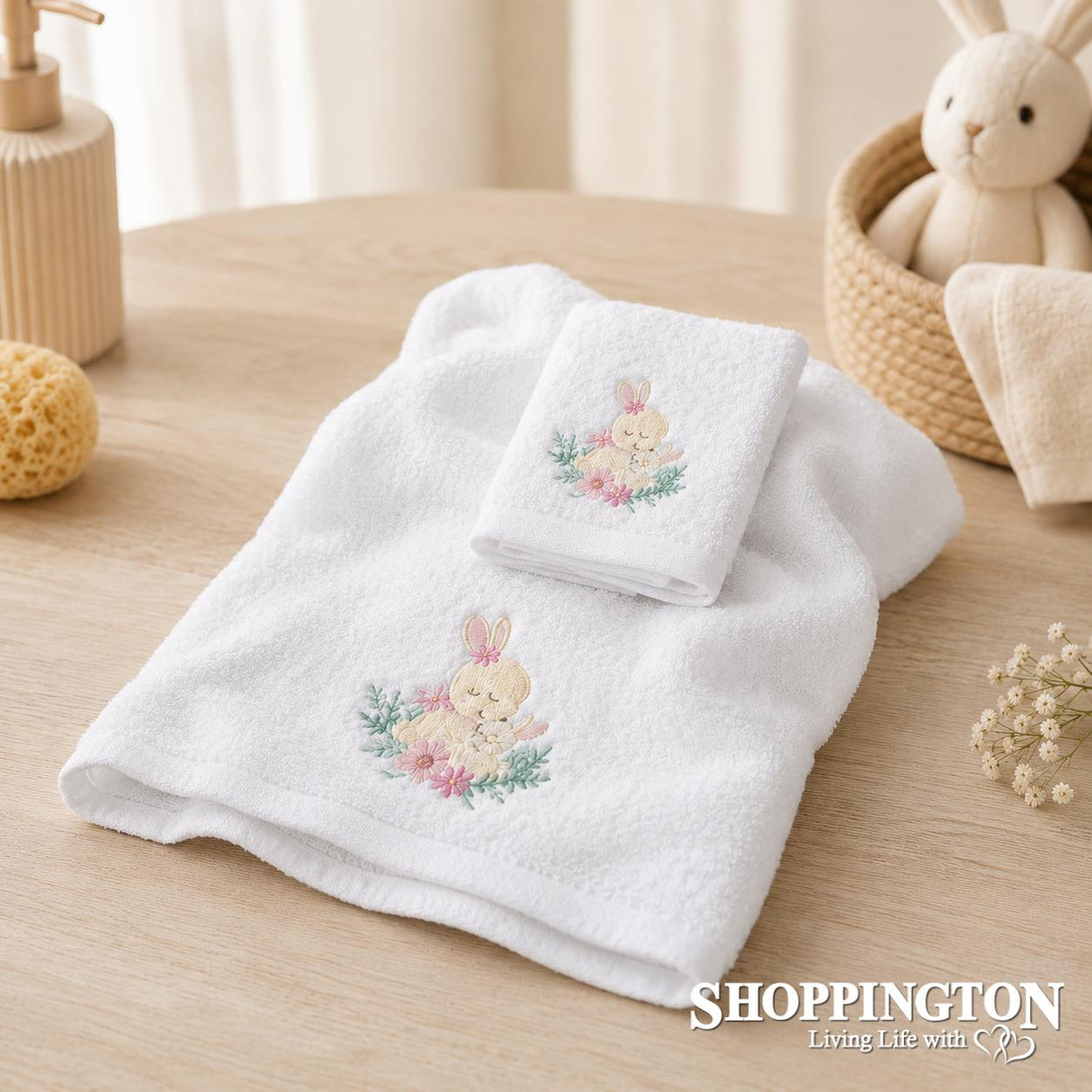 Pink Bunny Towel and Face Wash Gift
