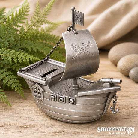 Pirate Ship Pewter Money Box