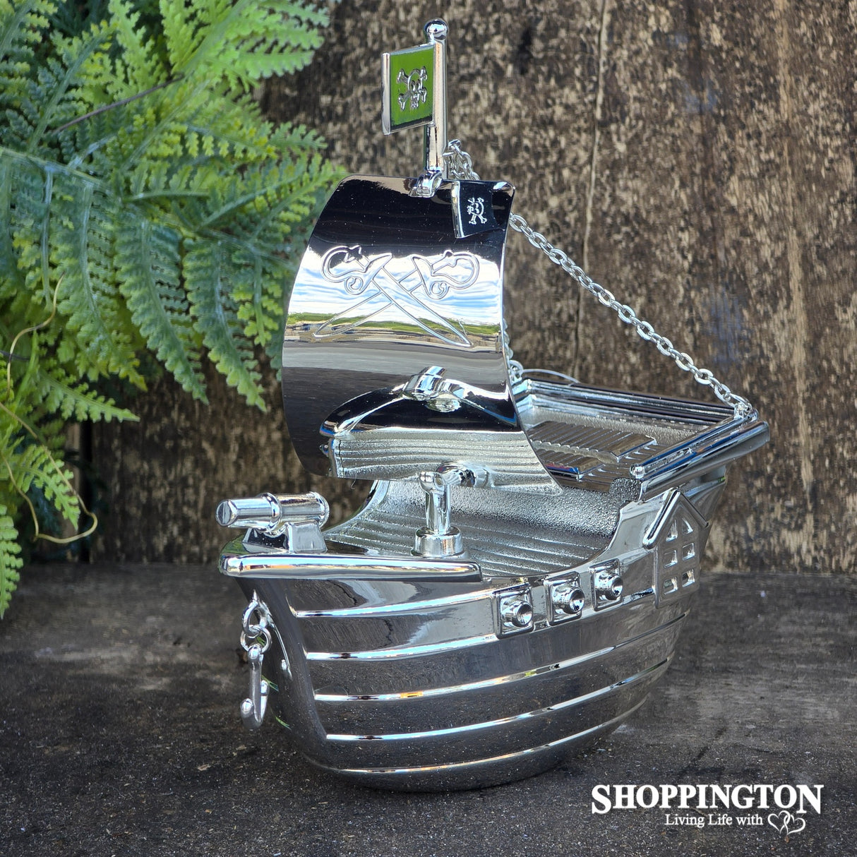 Pirate Ship Silver Money Box