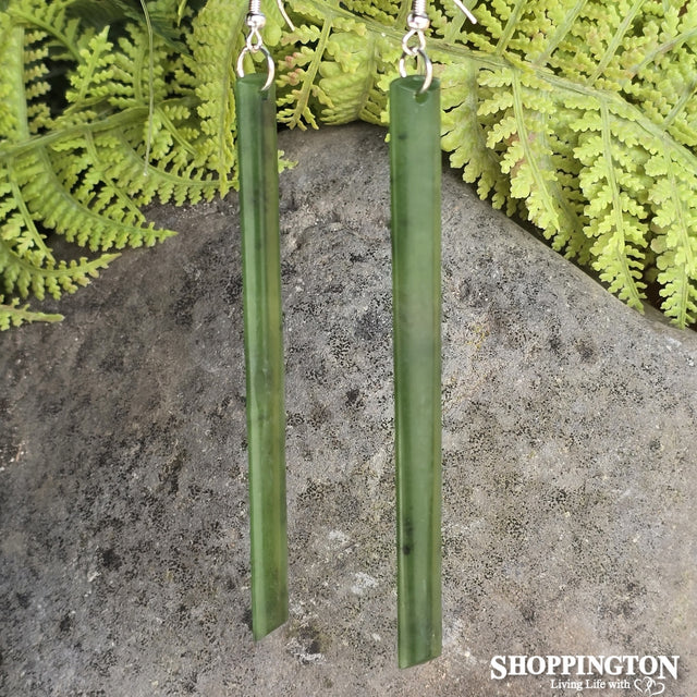 Pounamu - Earrings Adze 90mm