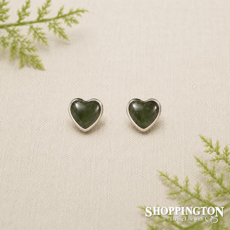 Pounamu - Earrings Sterling Silver Heart Stud 6mm