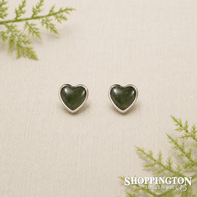 Pounamu - Earrings Sterling Silver Heart Stud 6mm