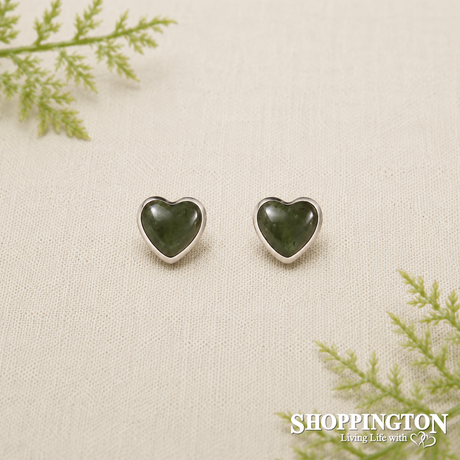 Pounamu - Earrings Sterling Silver Heart Stud 6mm