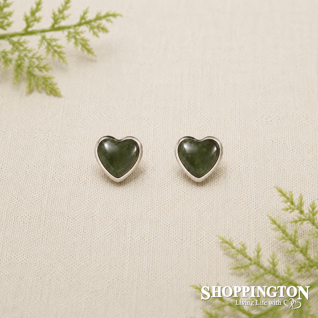 Pounamu - Earrings Sterling Silver Heart Stud 6mm