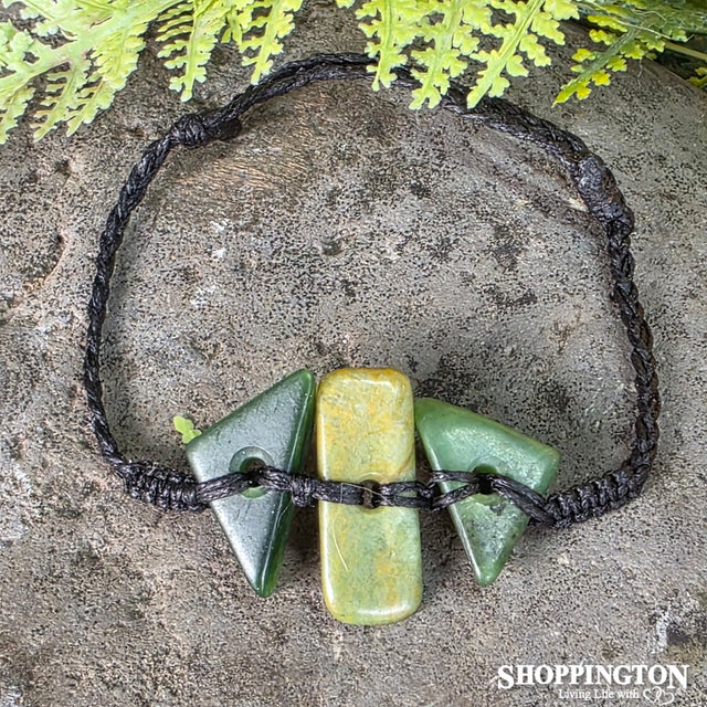 Pounamu - KÅmore Triangle End Beads