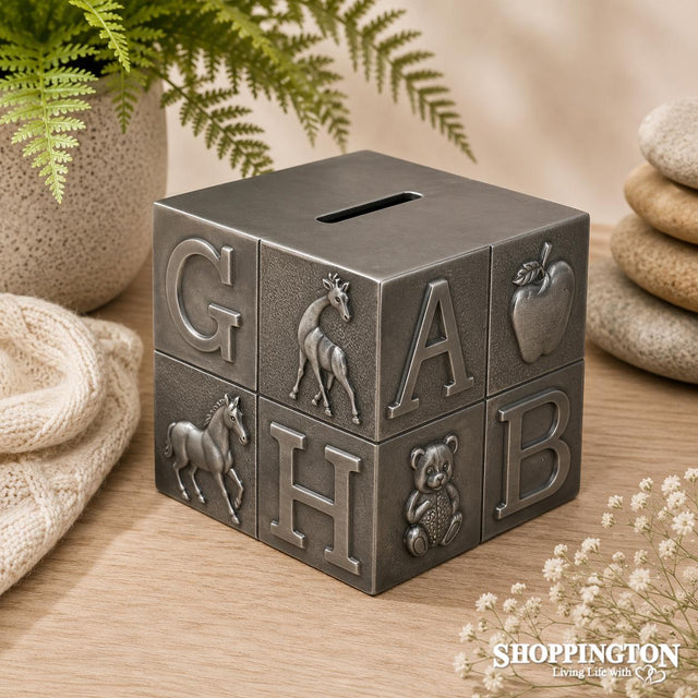 Premium Pewter ABC Cube Money Box