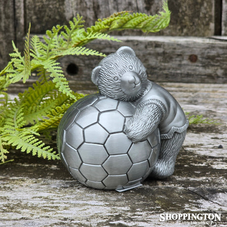 Premium Pewter Soccer Bear Money Box