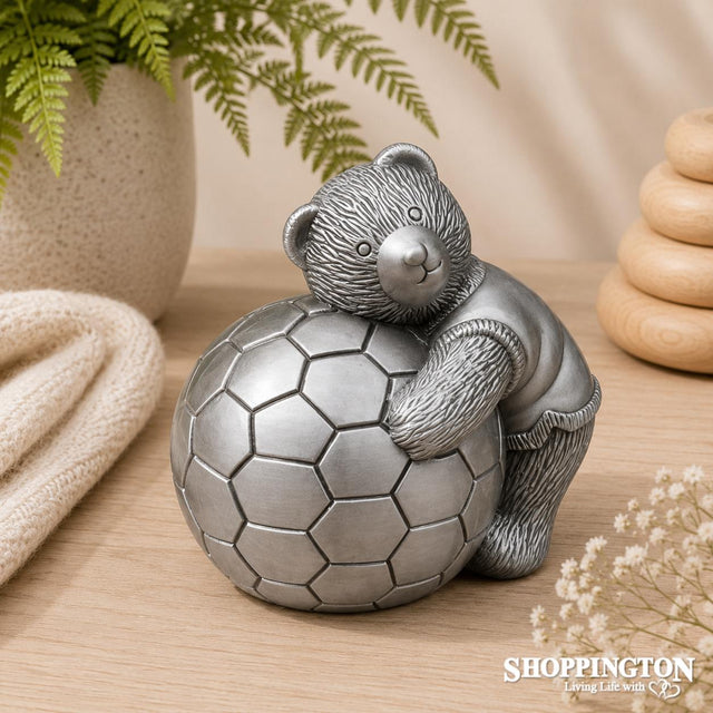 Premium Pewter Soccer Bear Money Box
