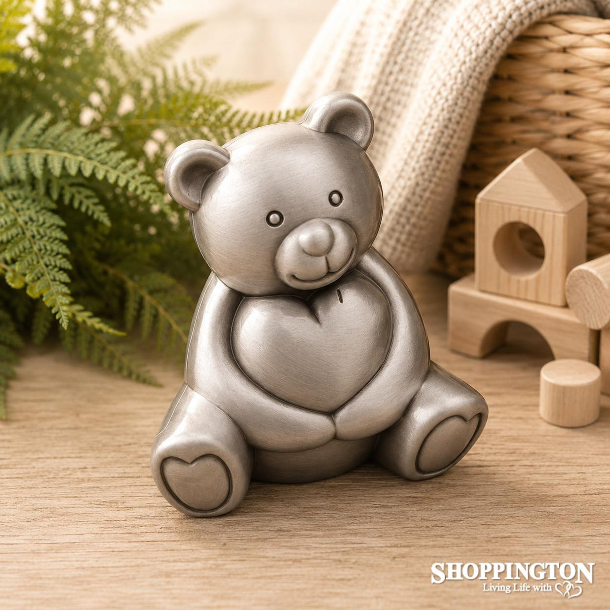 Premium Pewter Teddy Bear Money Box