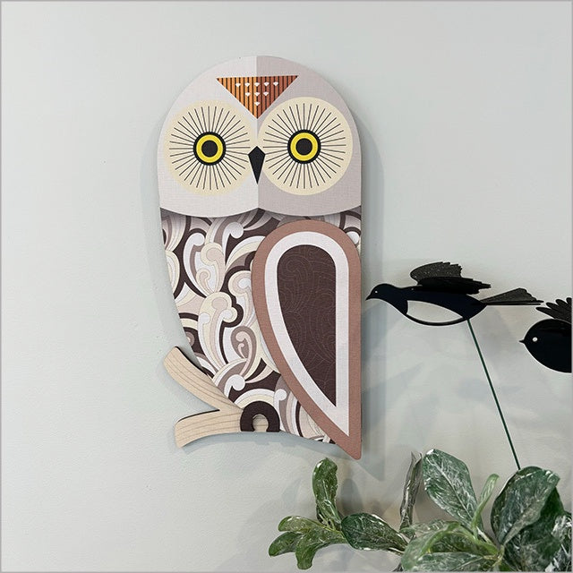 Printed Ruru Wall Art - White Left