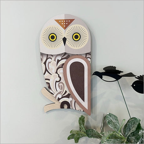 Printed Ruru Wall Art - White Left