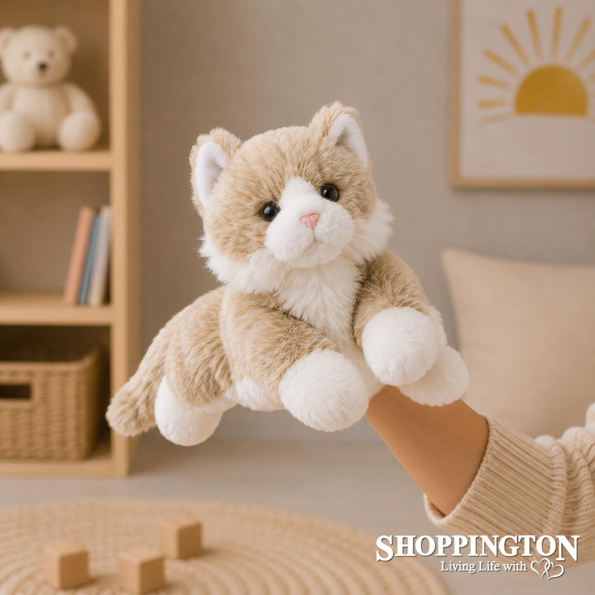 Puppet - Full Bodied Cat Beige & White