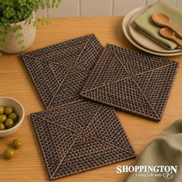 Rattan Cane Placemat - Dark - Square